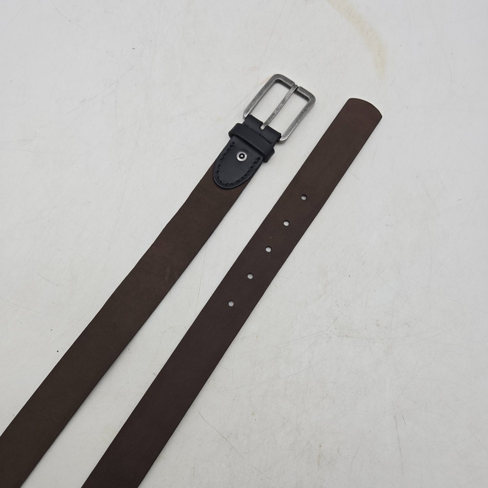 Structure Belt Brown Syn Leather Dress Mens 36 Nickel Buckle NWOT
